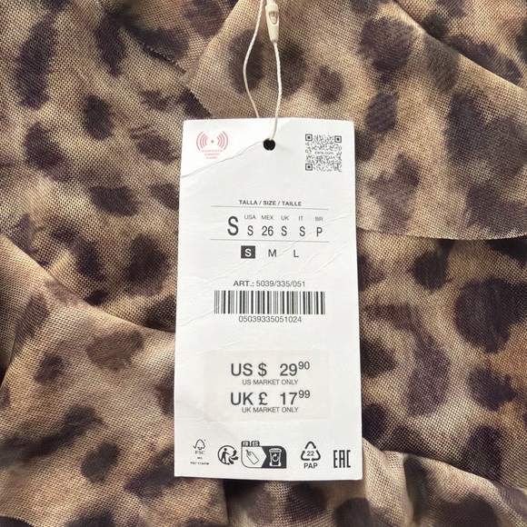 Zara Leopard Print Ruffled Crop Top - Brown Animal Print - Picture 3 of 3